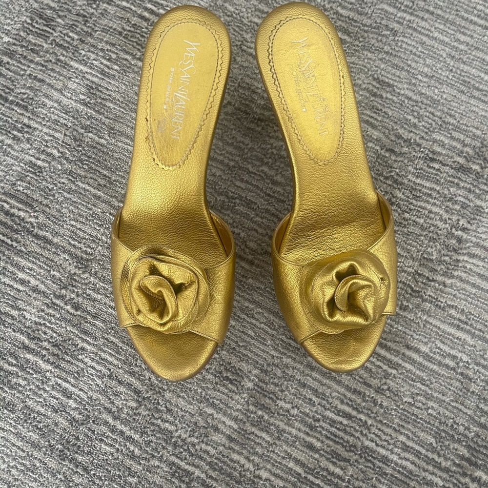 Yves Saint Laurent Metallic Slide Sandals